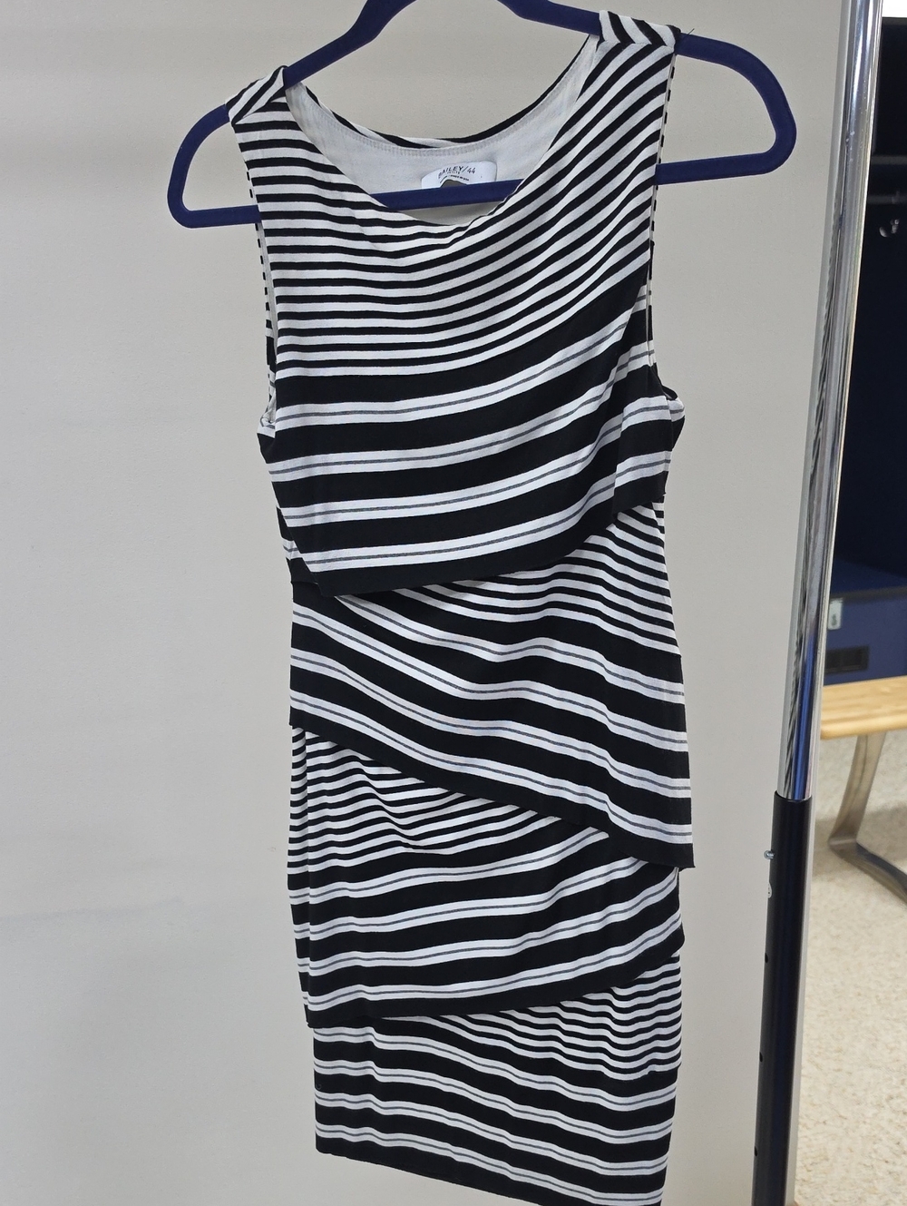 Bailey 44 Black and White Striped Sleeveless Midi Dress